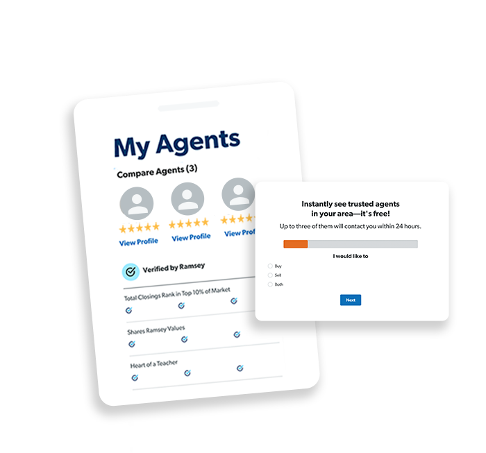 RamseyTrusted Real Estate agents results screen and form processs