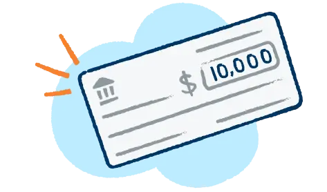 Doodle of a check for $10,000