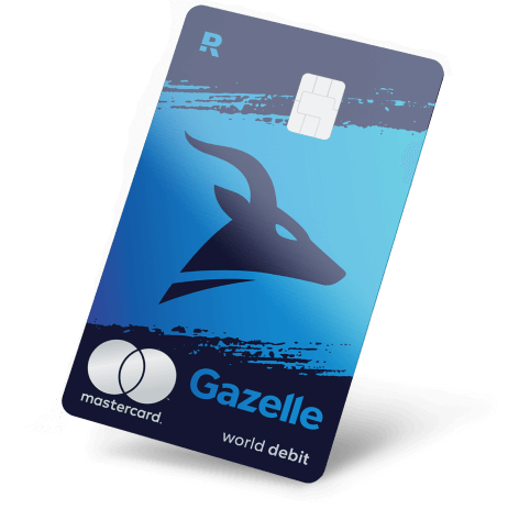 image of the gazelle debit card standing alone