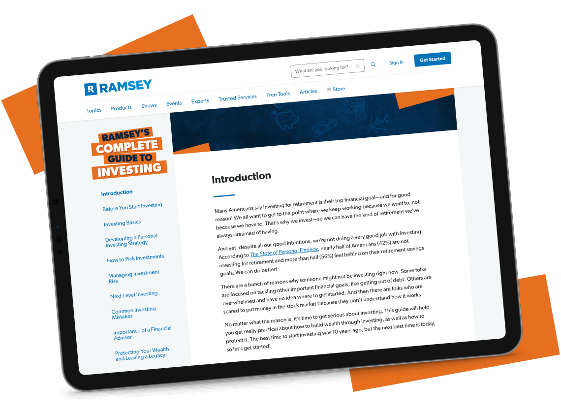 image of Ramsey's Complete Guide to Investing on an iPad 