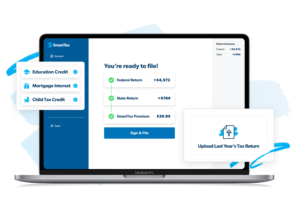 Laptop showing the simple steps to file with Ramsey SmartTax.