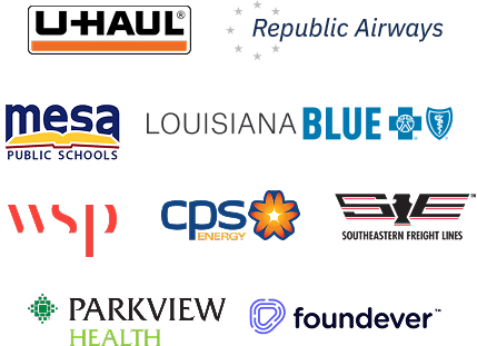 logos of Uhaul Lousiana Blue Mesa public school republic airways foundever wsp parkview southeastern freight lines hilcorp 