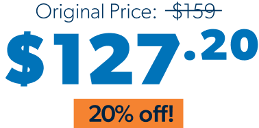 Original Price: $159. Sale Price: $127.20 with promo code: Save20. Thats 20% off.