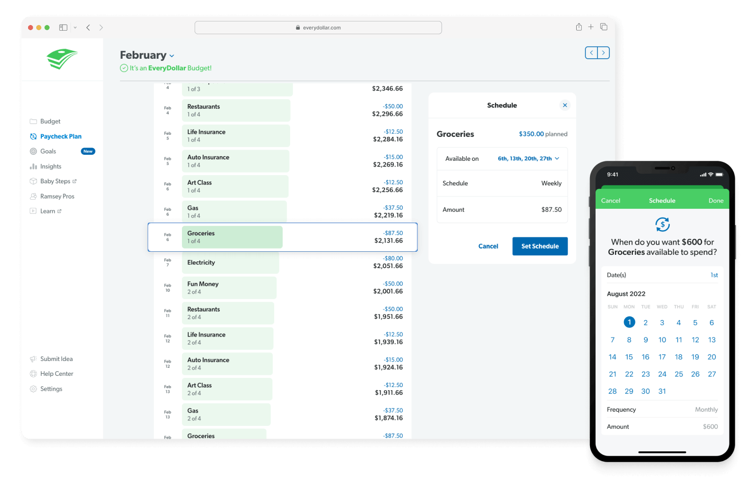 EveryDollar Paycheck Planning - Set Dates for When Money Is Available to Spend