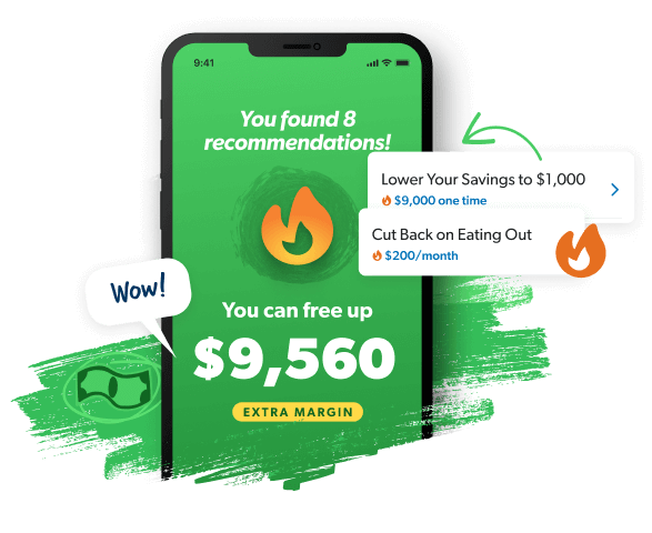 EveryDollar app on a phone showing the average margin people find in their budgets. $9,560.