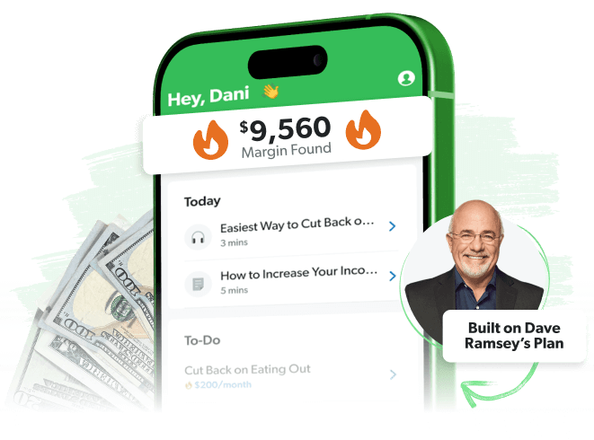 The EveryDollar money app from Ramsey Solutions showing the average margin you can find, $9,560.