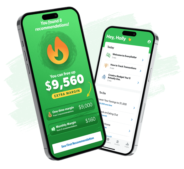 The EveryDollar money app from Ramsey Solutions showing the average margin you can find, $9,560.