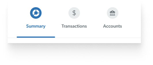 EveryDollar Web summary, transactions and accounts view