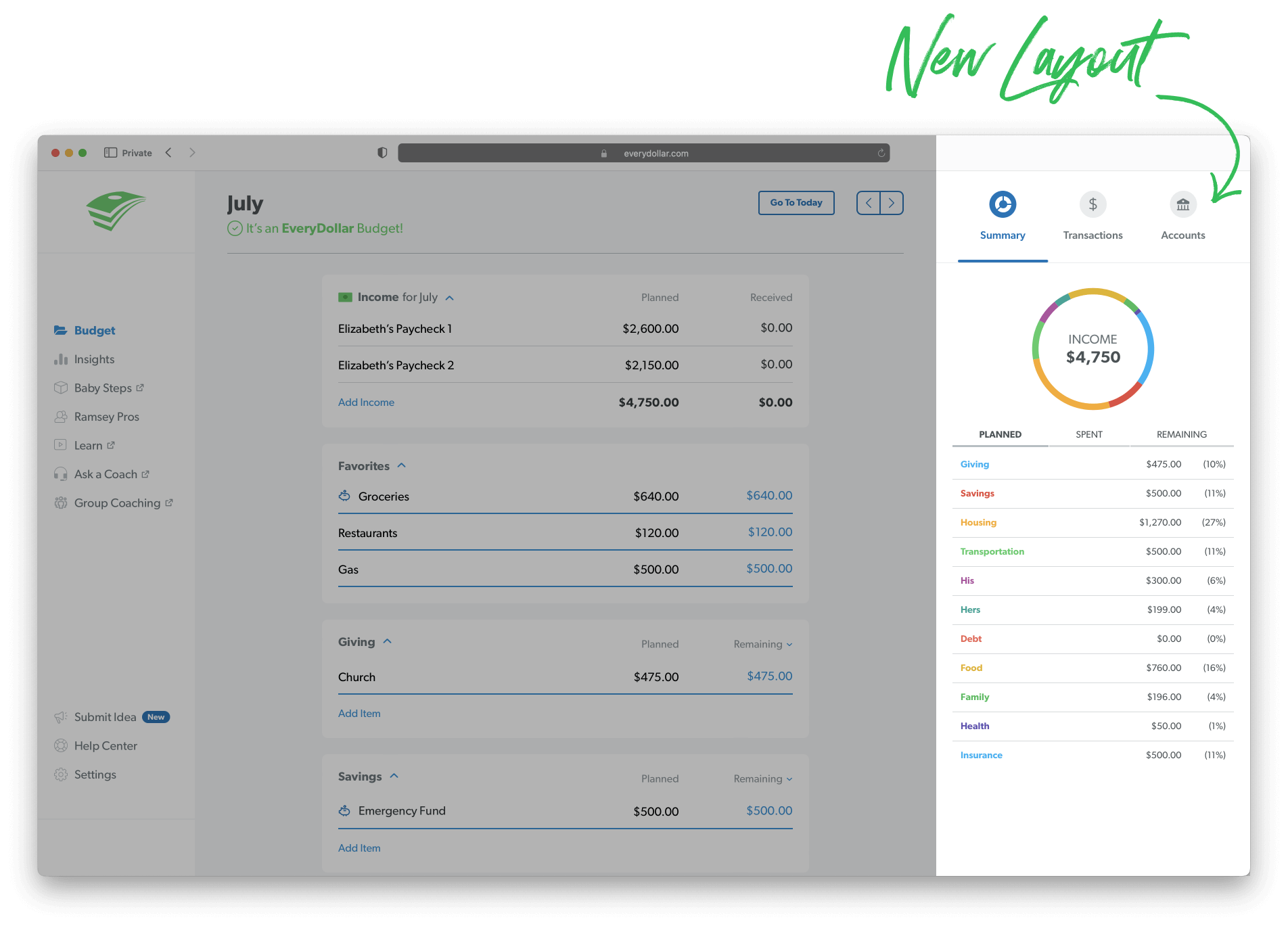 EveryDollar Web New Layout