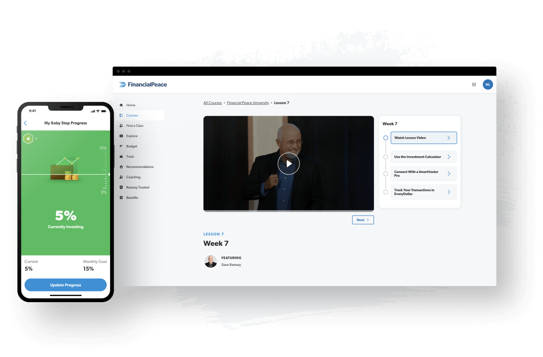 Financial Peace and EveryDollar dashboard