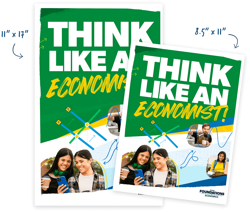 Poster that says "Think like an economist!"