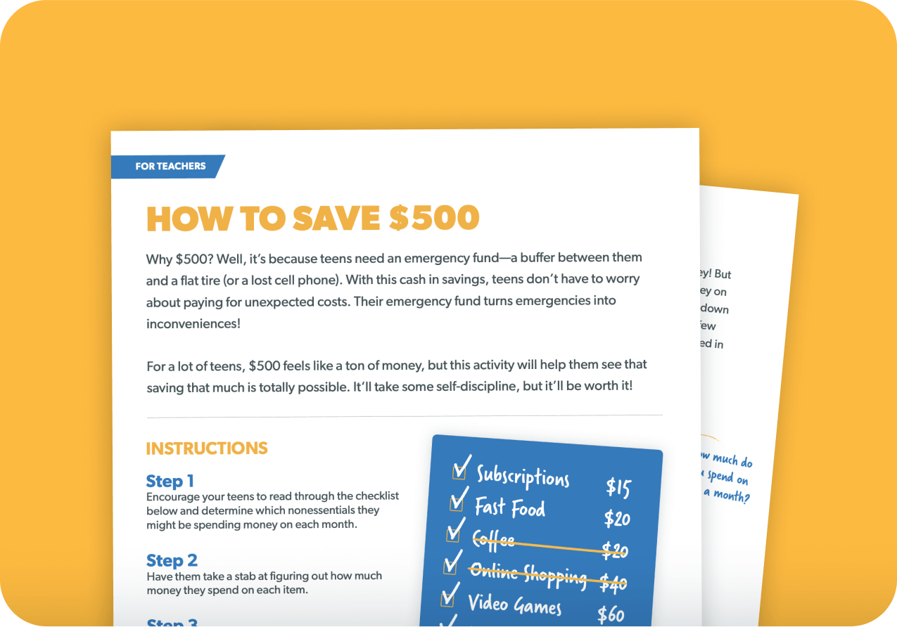 How to Save $500 Activity