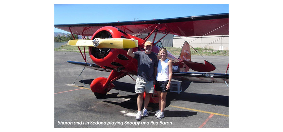 sharon and I in Sedona playing Snoopy and Red Baron