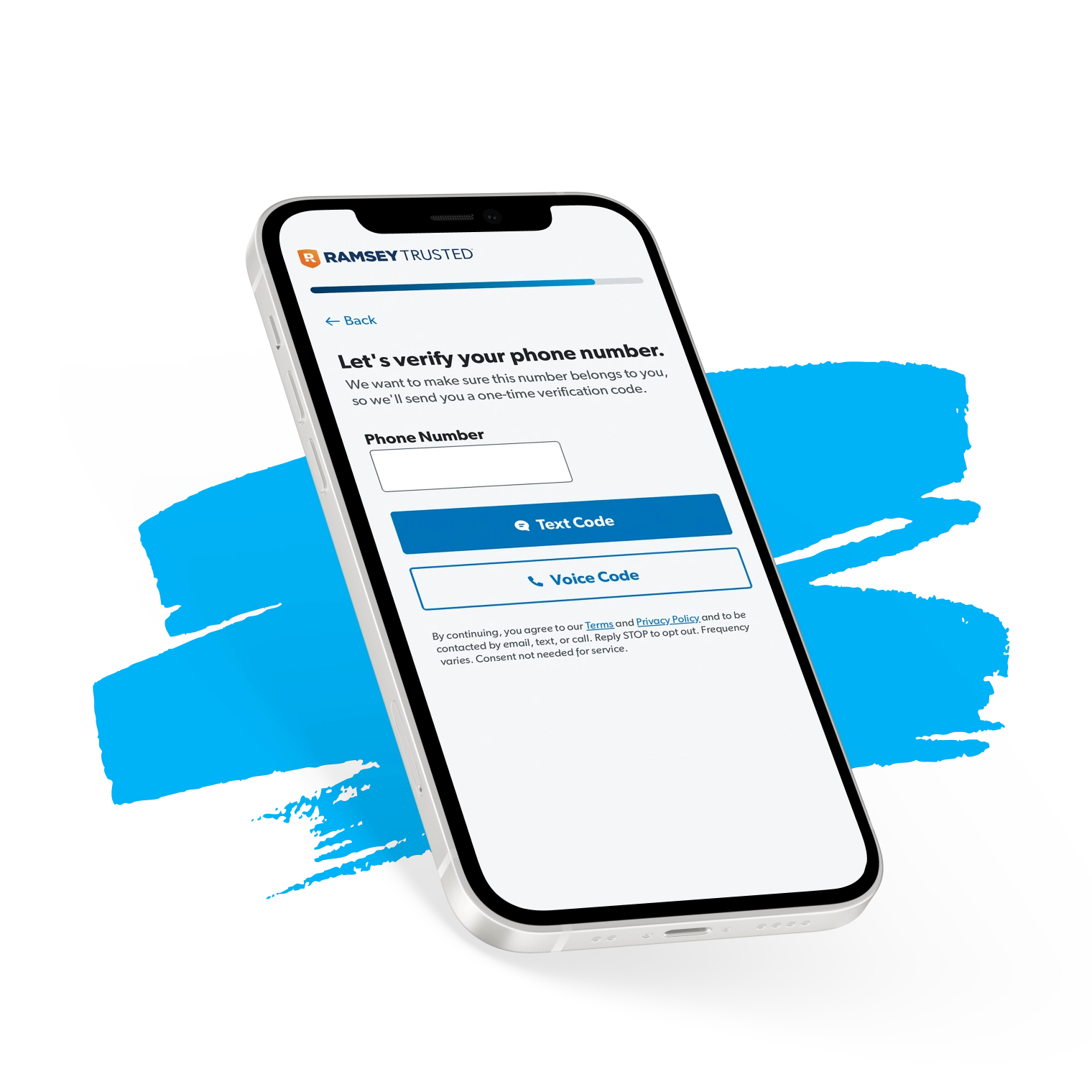 Image of smartphone with the referral application form. Text that reads: We verify all referral phone numbers.