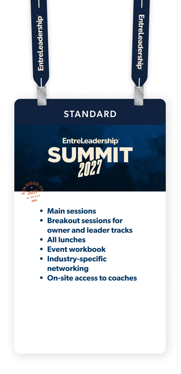 Standard: General: Opening Reception, All Main Sessions, All Lunches, Event Workbook, Open Seating Behind Standard (No Tables), Discount on Disney Tickets, Books and Resources.