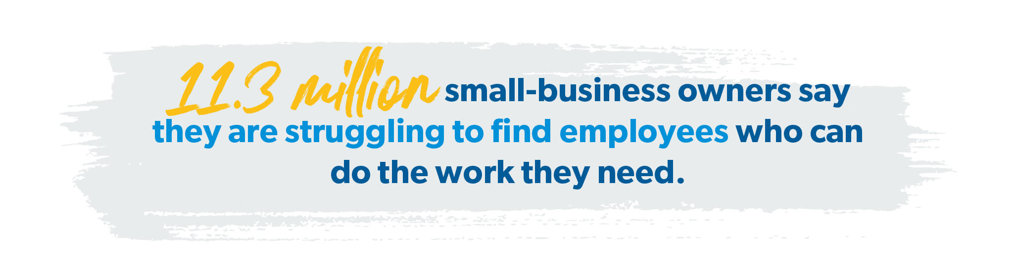 11.3 million small-business owners say they are struggling to find employees who can do the work they need