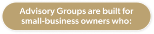 Advisory Groups are built for small-business owners who: