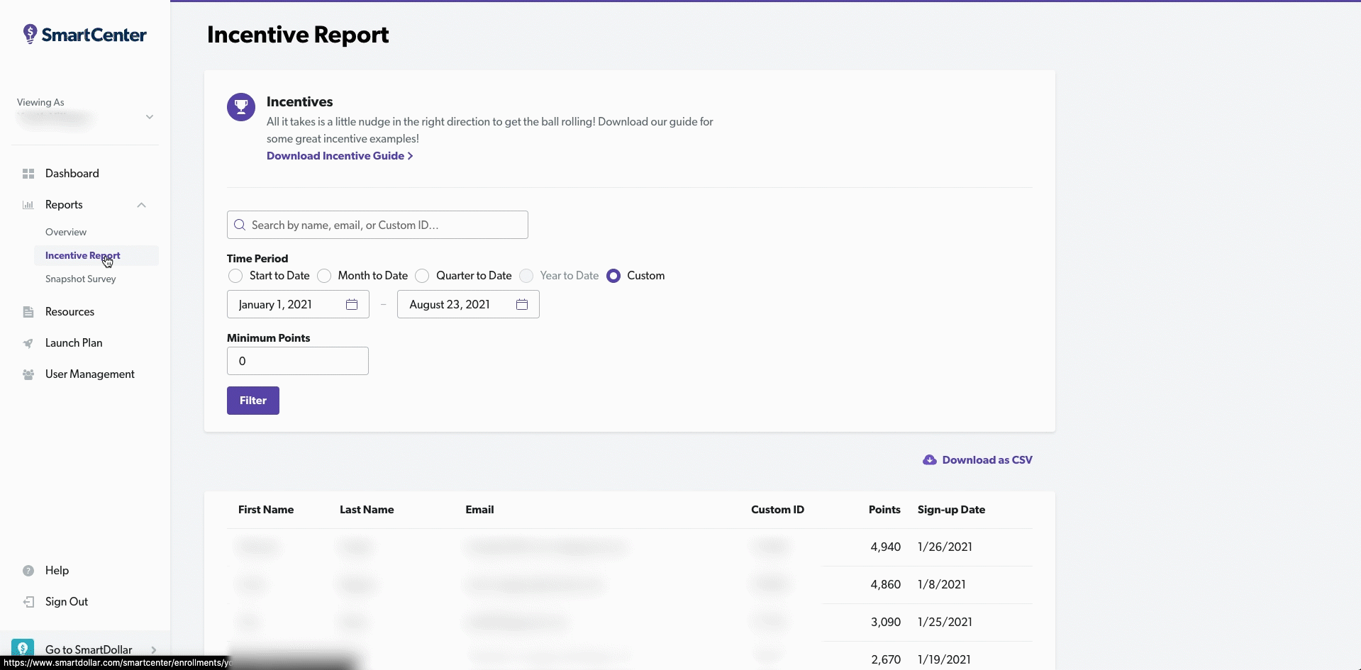 Animation showing how to pull a report