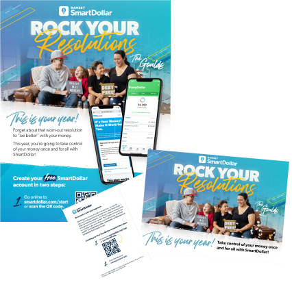 Rock Your Resolutions postcard and flyer