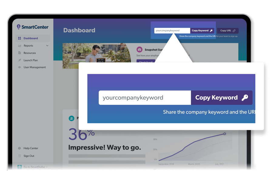 An image showing the first step, copying the keyword in SmartCenter.