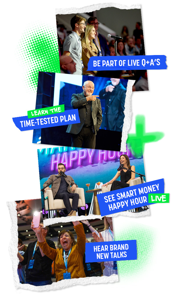 Photo collage: Be part of live Q&As, See Smart Money Happy Hour Live, Hear brand-new talks, & Learn the time-tested plan