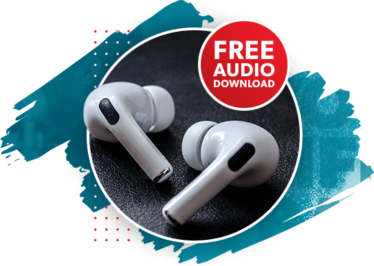 Image of Earbuds with the Caption Free Audio Download