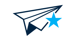 Paper airplane with star icon