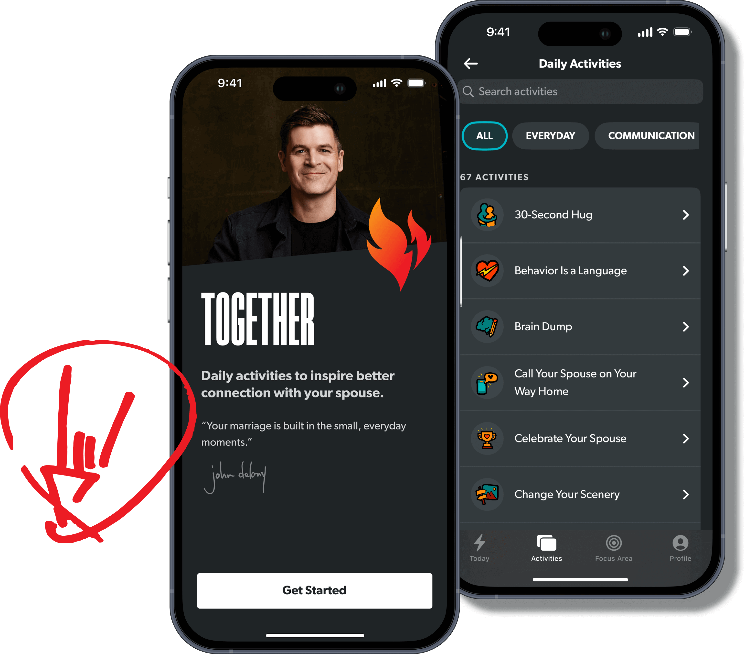 Together app daily activity screen on iPhone