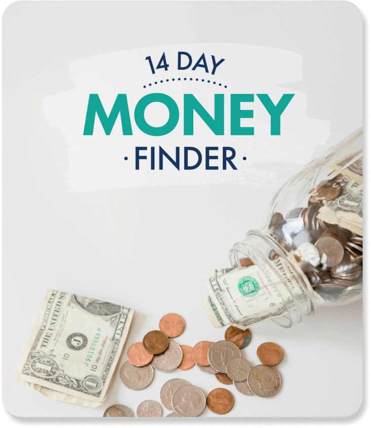 14 Day Money Finder with spare change laying around