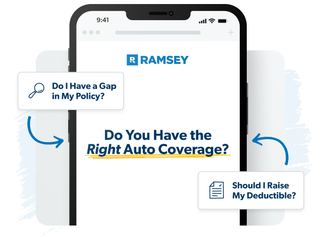 A device showing a browser with text: "Do You Have the Right Auto Coverage?"
