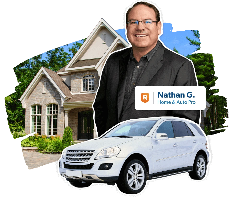 Nathan, a RamseyTrusted pro, standing with a car and a home
