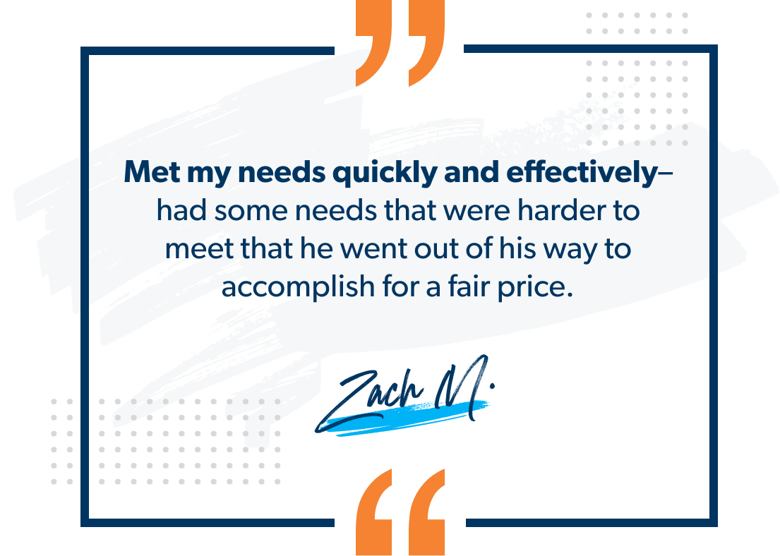 Review on working with a Homeowners Insurance Pro: "Met my needs quickly and effectively, had some needs that were harder to meet that he went out of his way to accomplish for a fair price." -Zach M.