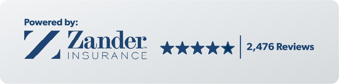 Powered by Zander Insurance. 4.5 Stars with 2,476 reviews.