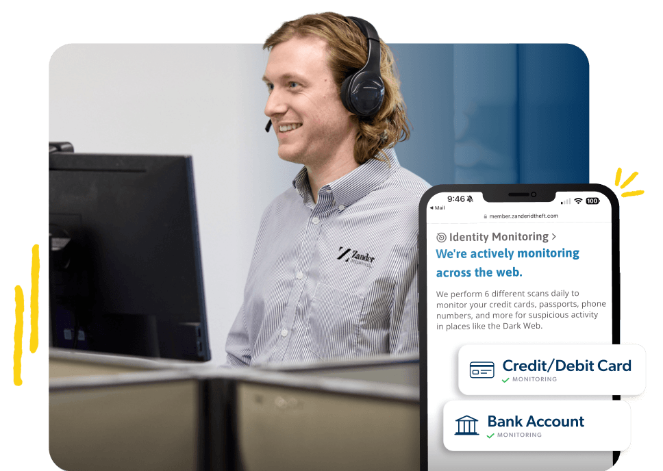 Zander agent with a headset on a call with a customer