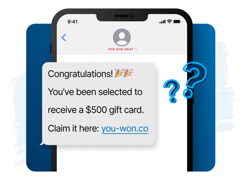 Phone with a spam text message
