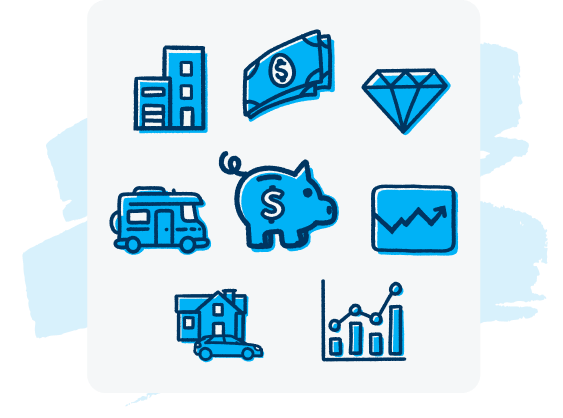 illustrations of various financial assets