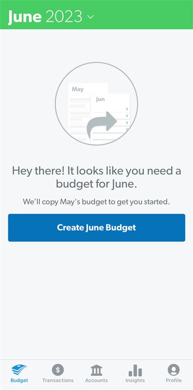 EveryDollar budget for June