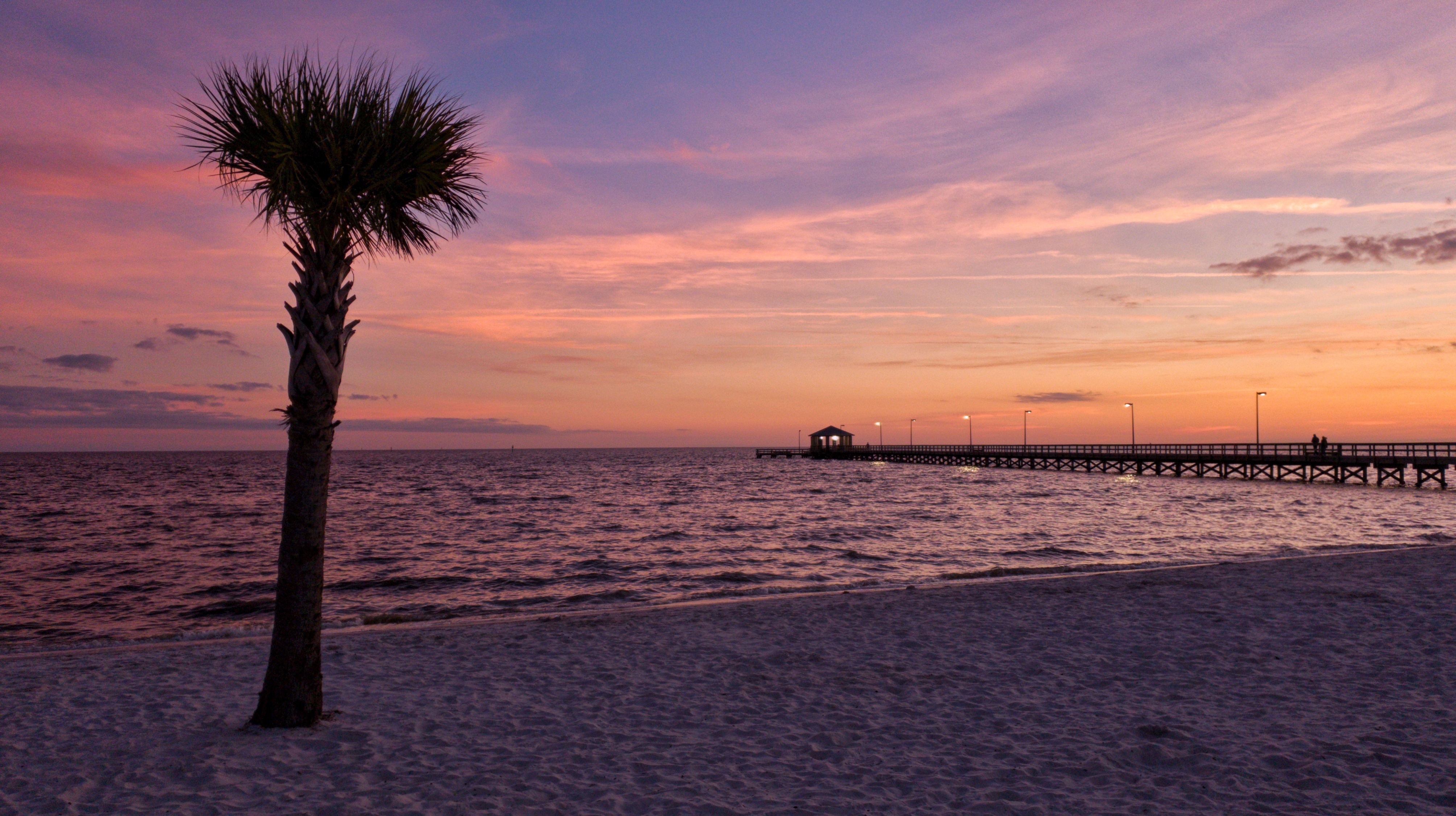 Photo of the Mississippi Gulf Coast at sunset.