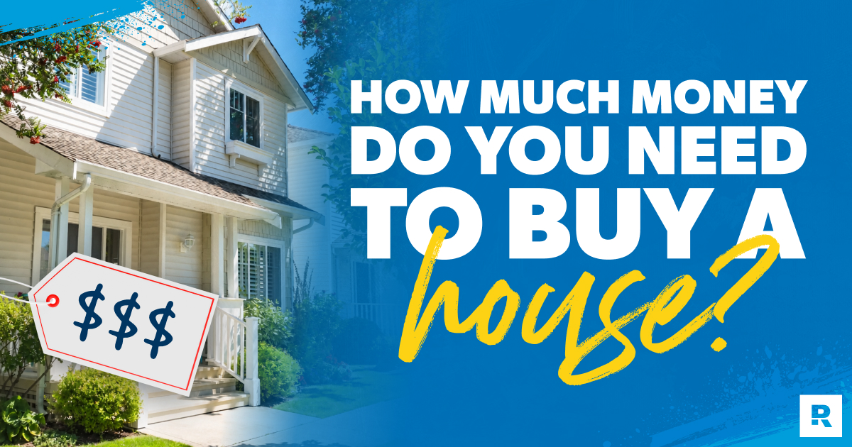 A house with a price tag and the title of the article: How Much Money Do You Need to Buy a House?