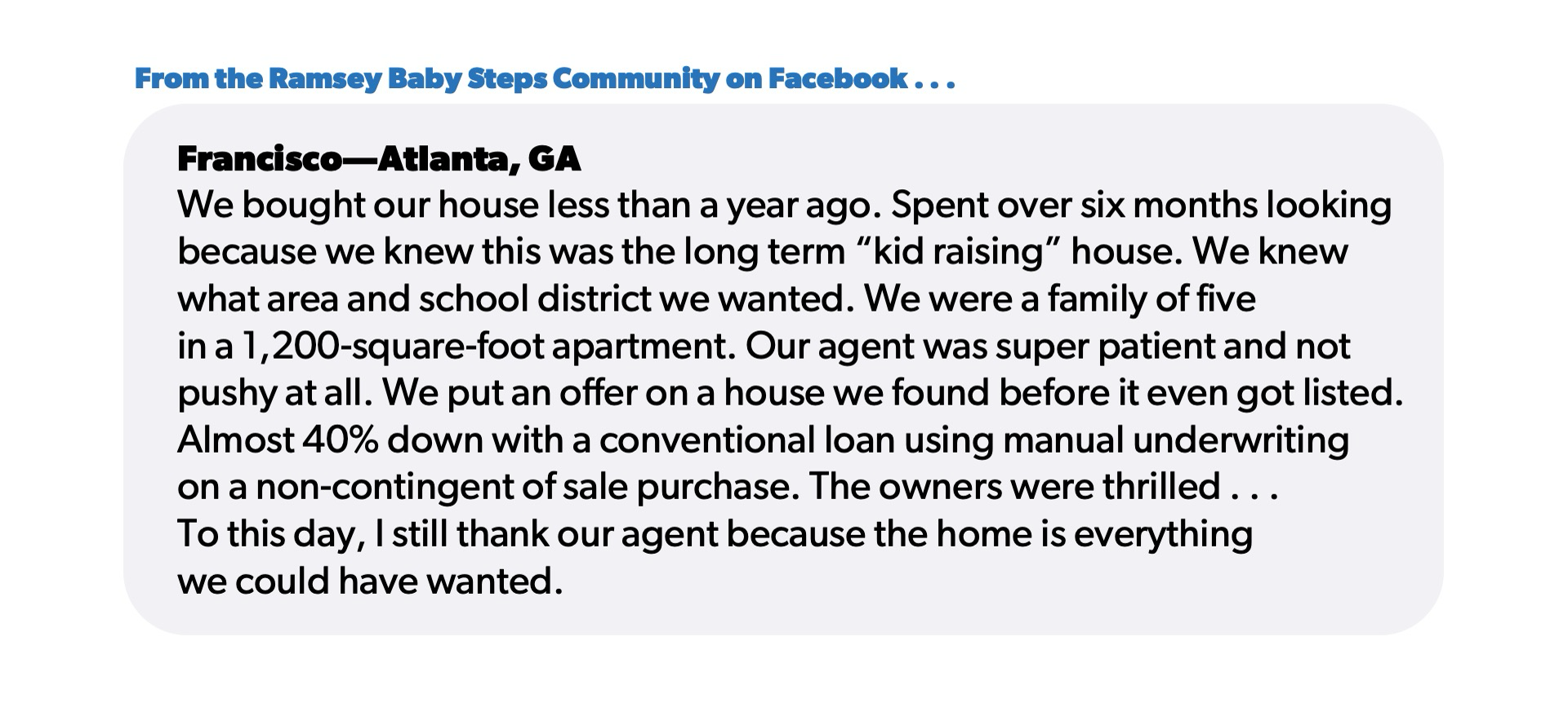 Facebook comment from Francisco