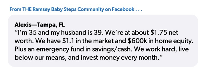 “I’m 35 and my husband is 39. We’re at about 1.75 million net worth. We have 1.1 [million] in the market and 600k in home equity. Plus an emergency fund in savings/cash. We work hard, live below our means, and invest money every month.”