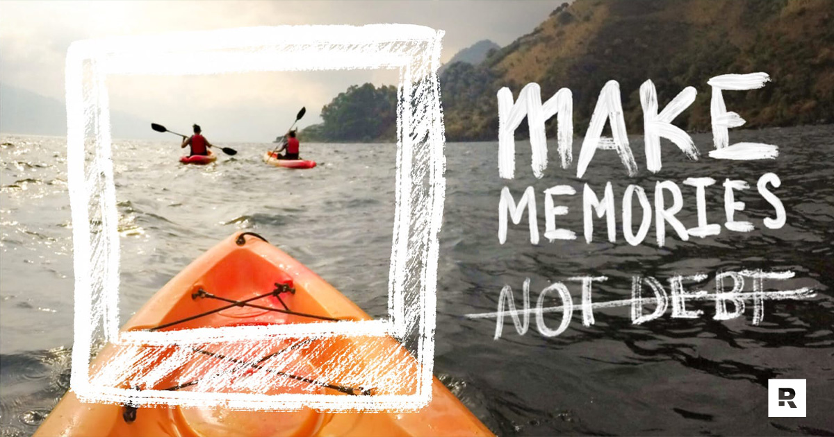 Kayaking with How to Save for a Vacation in 6 Easy Steps in text