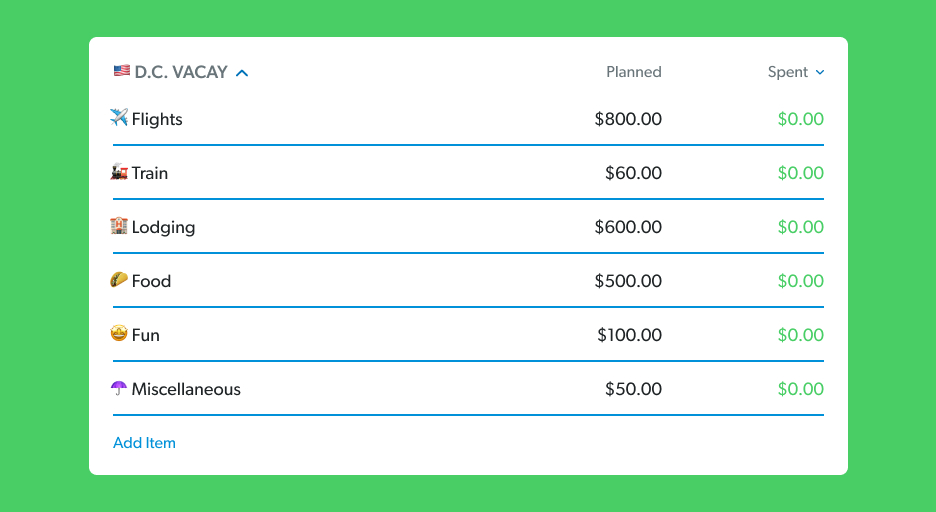 EveryDollar budget for sinking fund