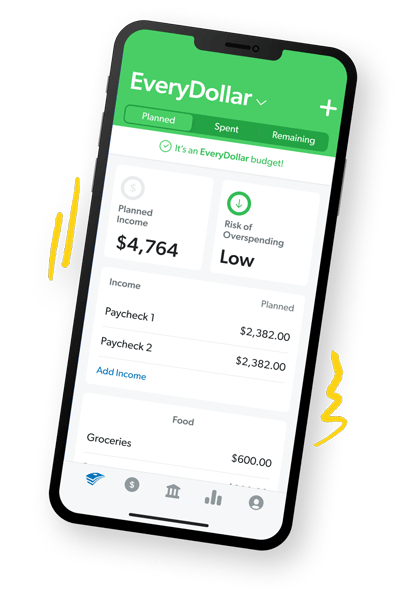 Free EveryDollar custom budgeting app home screen on mobile phone