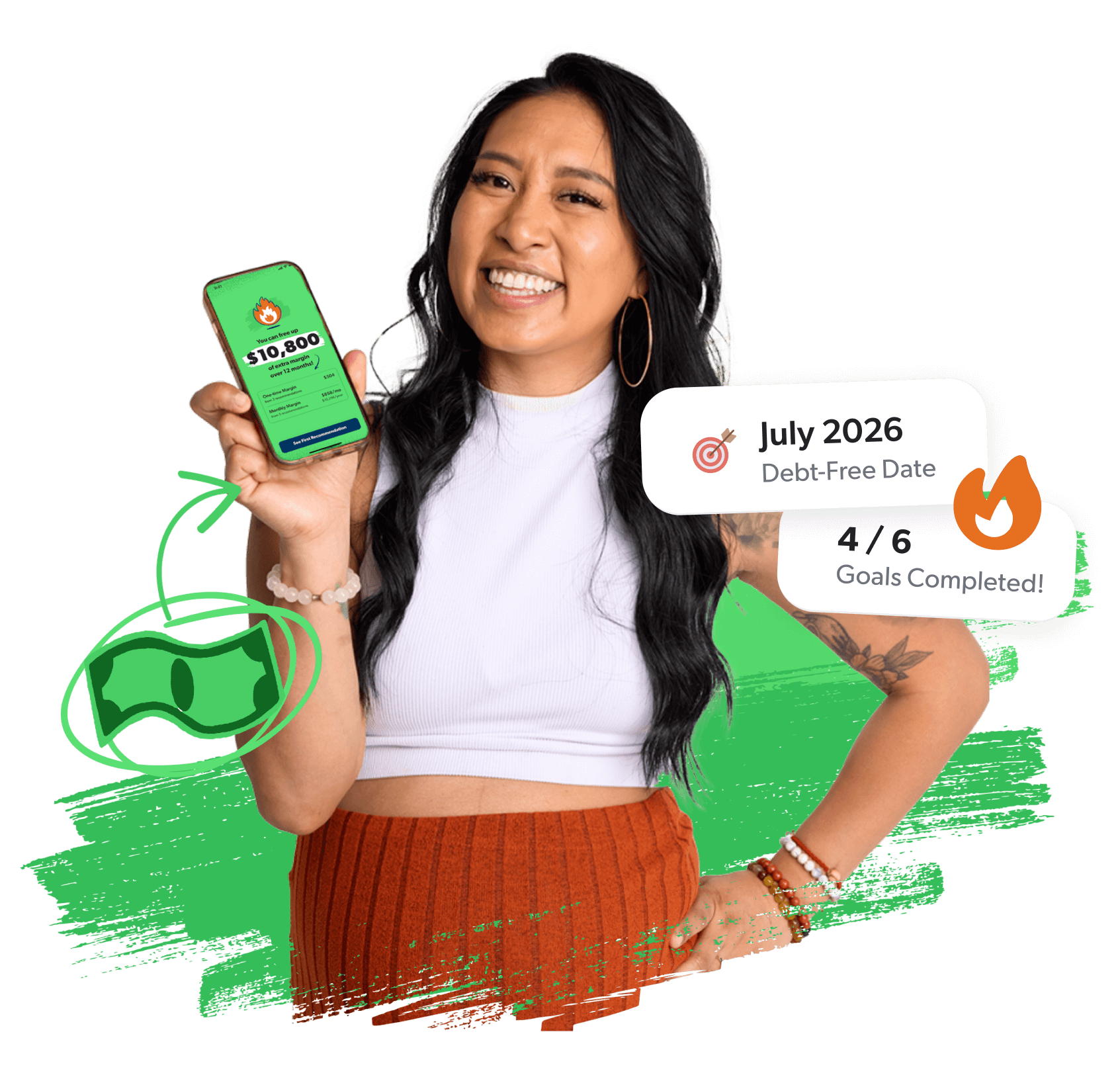 Phone showing the EveryDollar app with a 7 day streak UI shown
