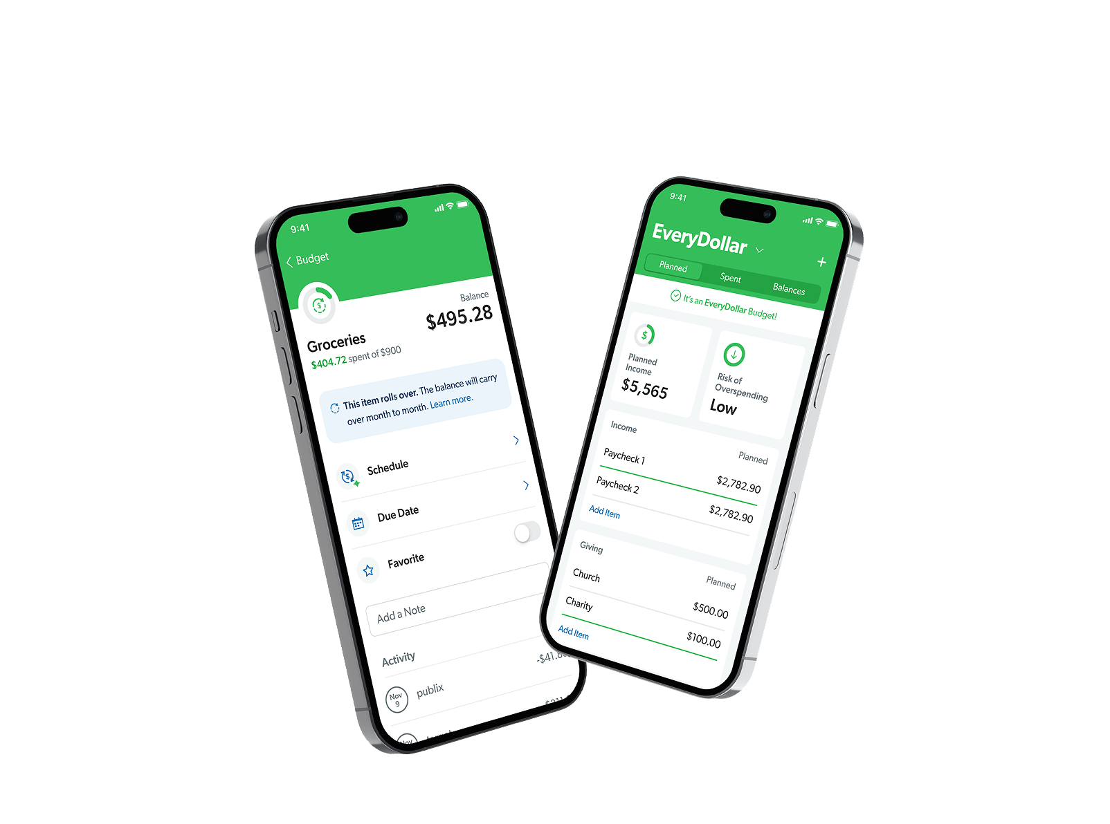 Two phones showing EveryDollar budget app screens saying, “You can free up $3,015 in 30 days,” and the other shows a debt-free tracker and to-do list.