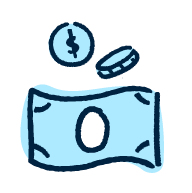 Illustration of a bills and coins