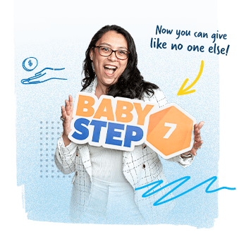 Debt-free family with an arrow pointing to their little girl that says "Change their future for the better."