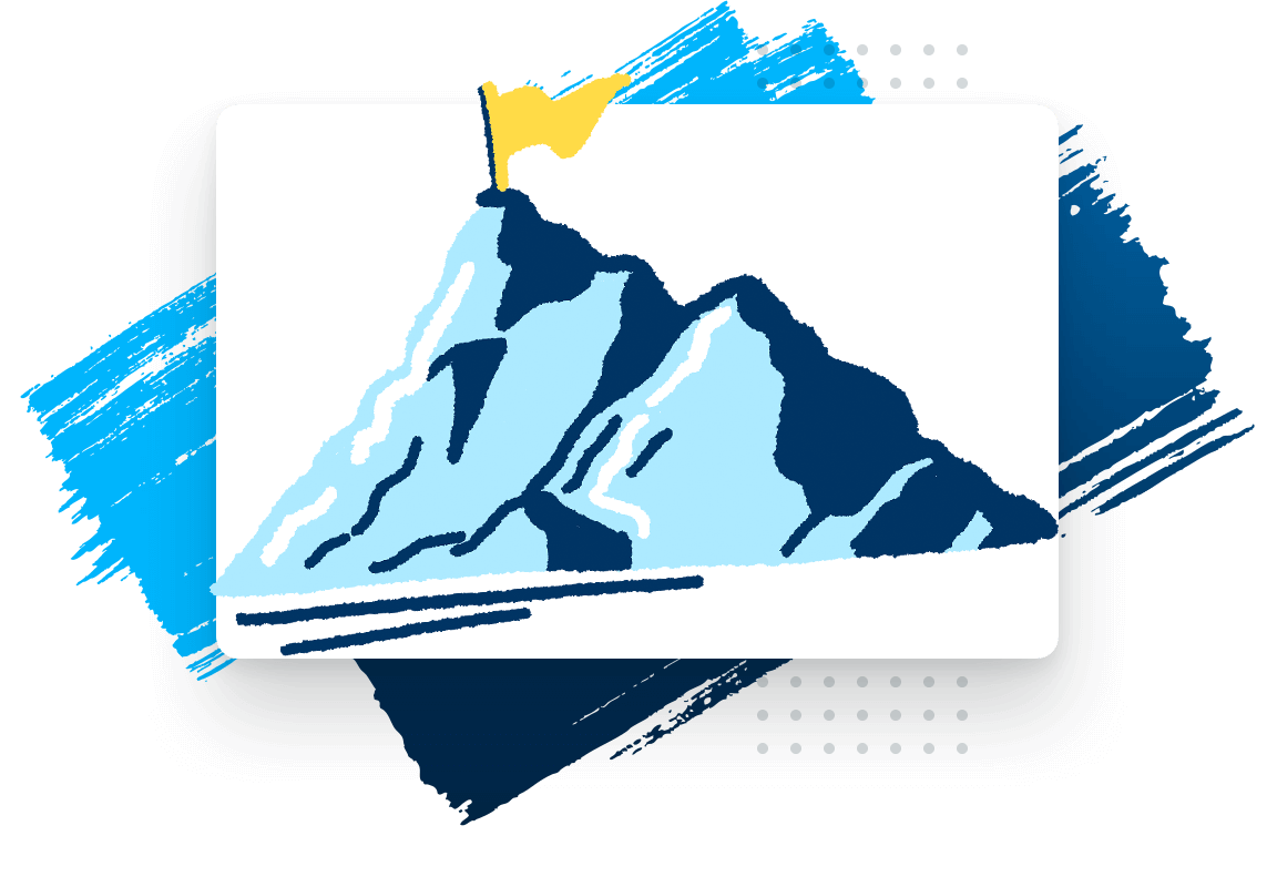 Illustration of a mountain with a flag on top