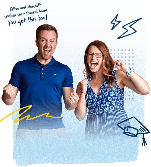COUPLE IN BLUE CELEBRATING